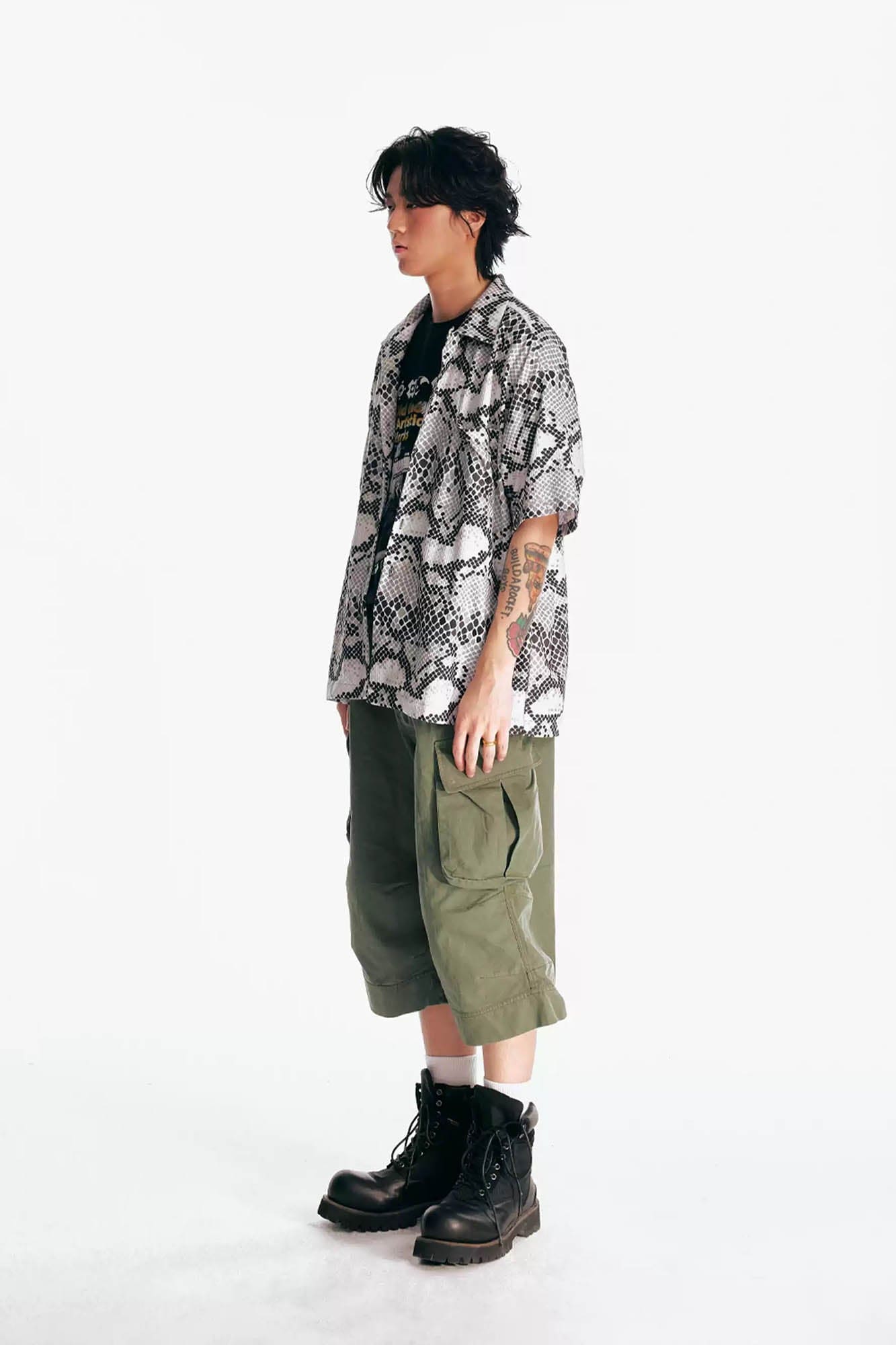 Flared Hem Utility Cargo Shorts