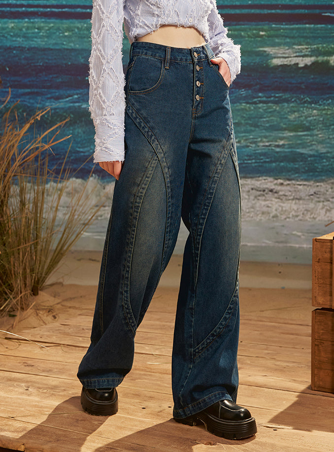 American Retro Patchwork Jeans
