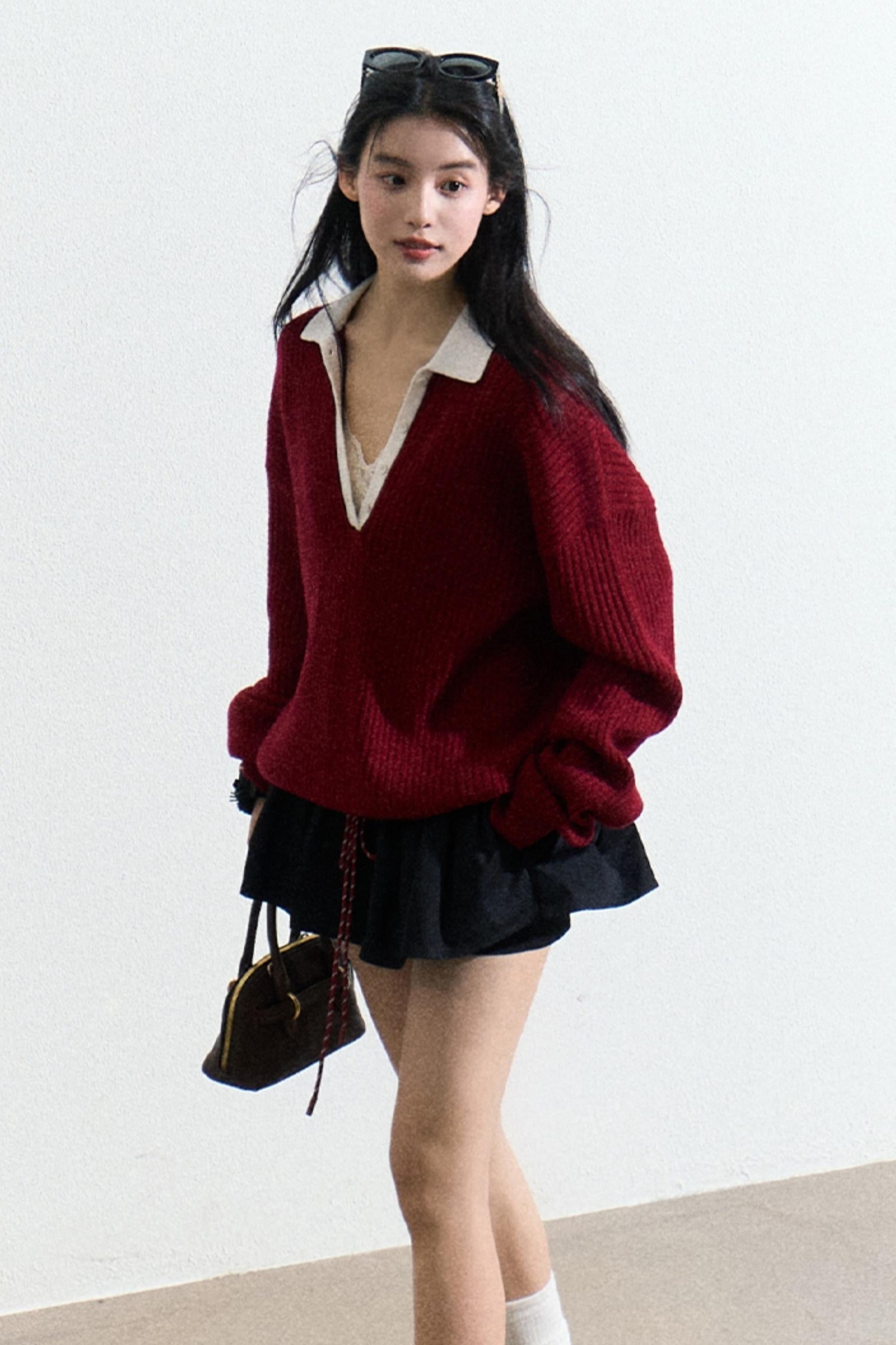 Burgundy Ribbed Sweater