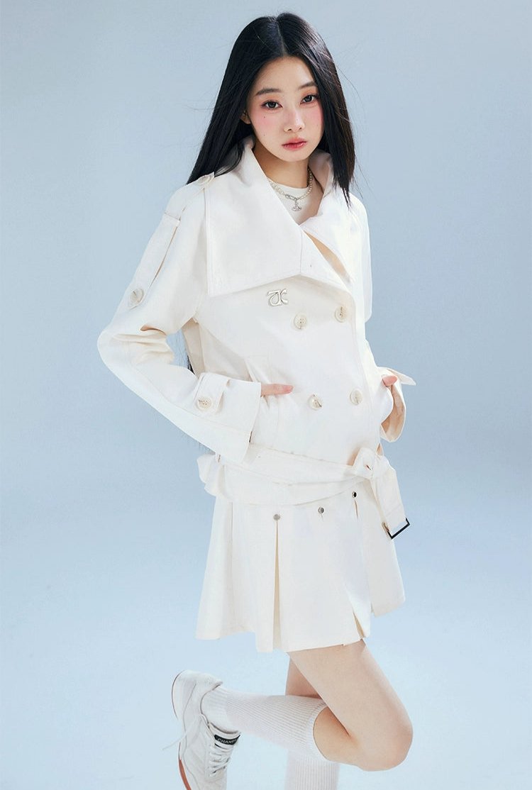 Double-Breasted Belted Trench Coat