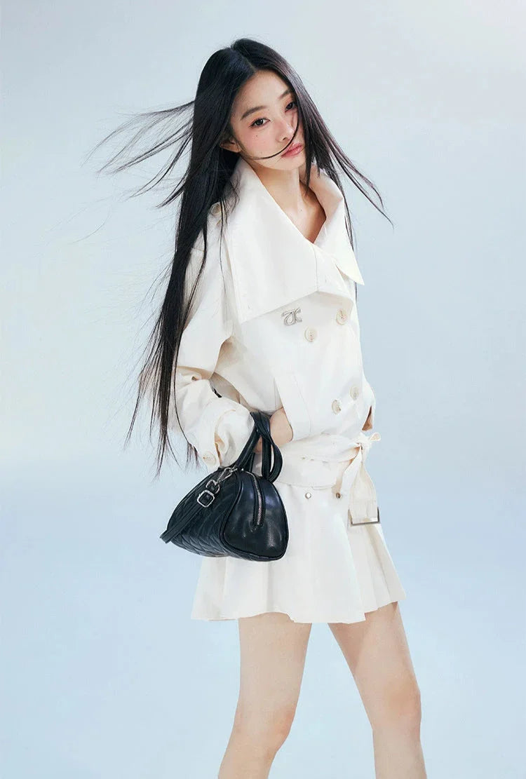 Double-Breasted Belted Trench Coat