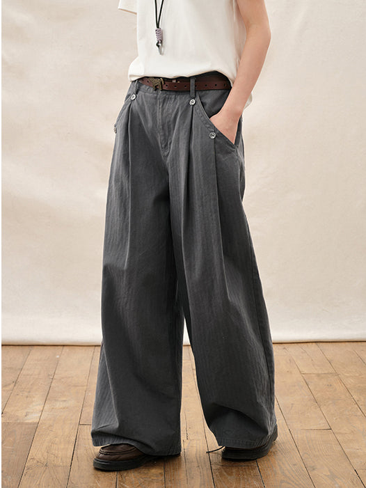 Ivory Wide Leg Pleated Pants