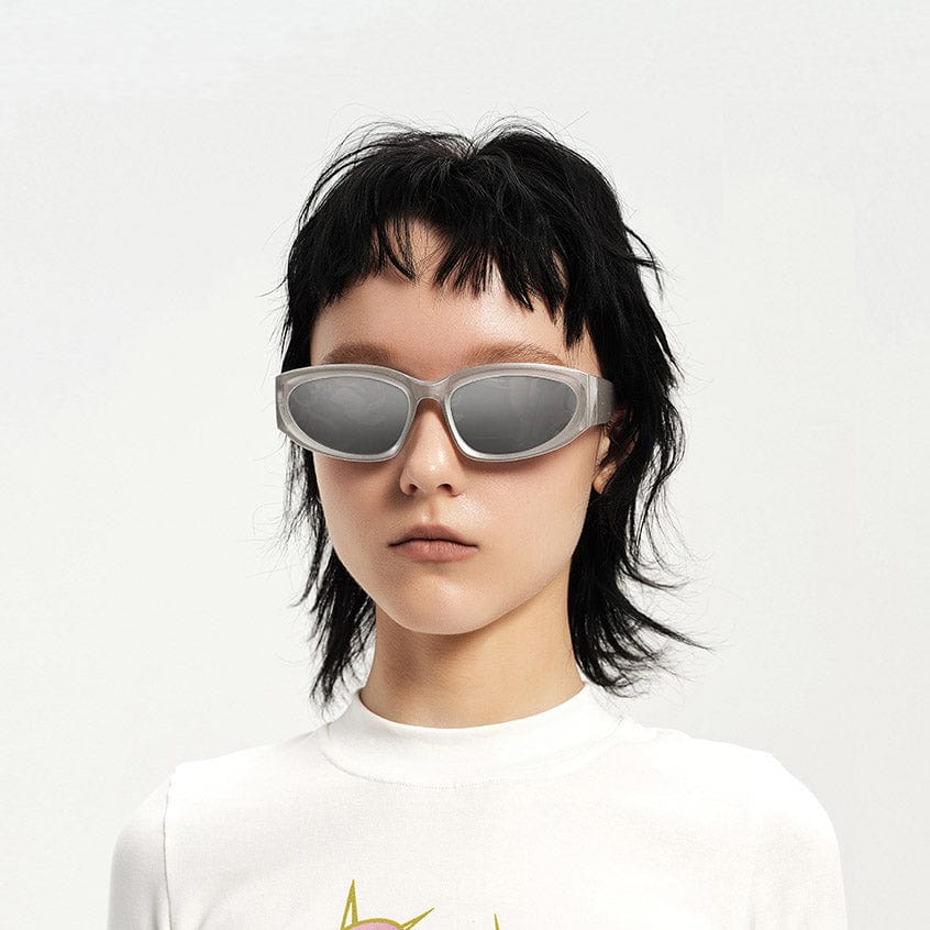 Textured-Temple Narrow Oval Sunglasses - view 1