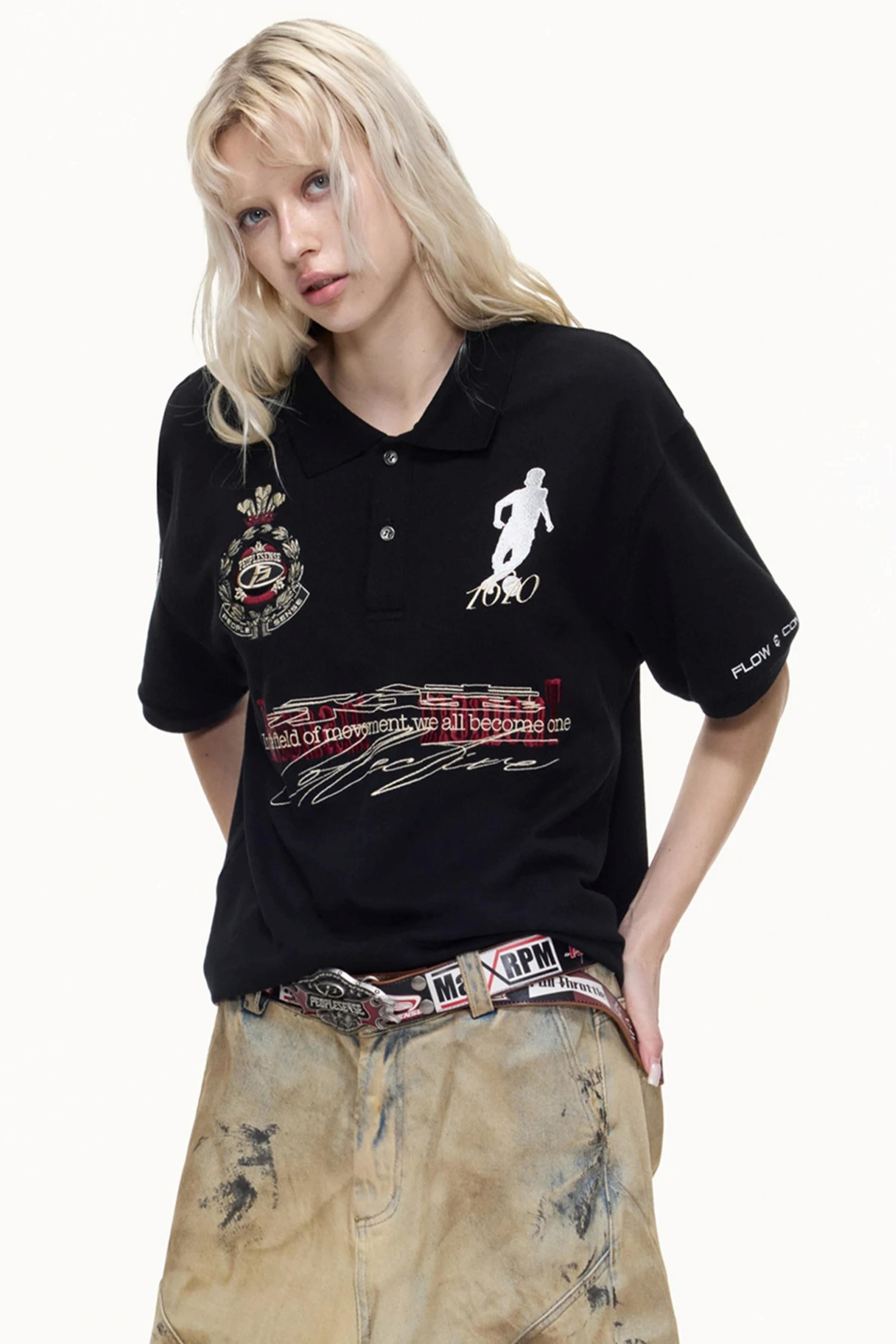 Men's Detachable Fur Collar Retro Polo Shirt