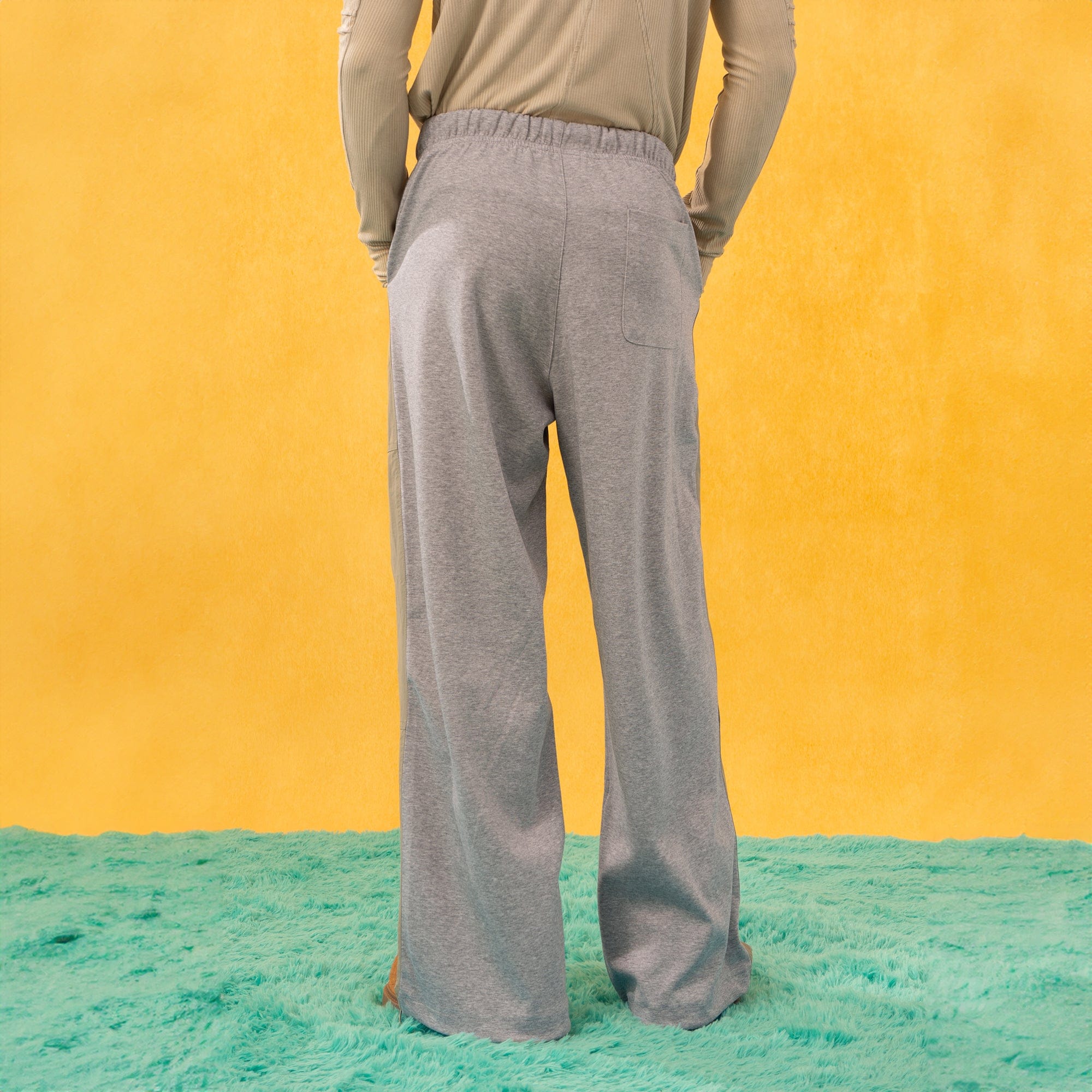 Wide-Leg Two-Tone Drawstring Pants