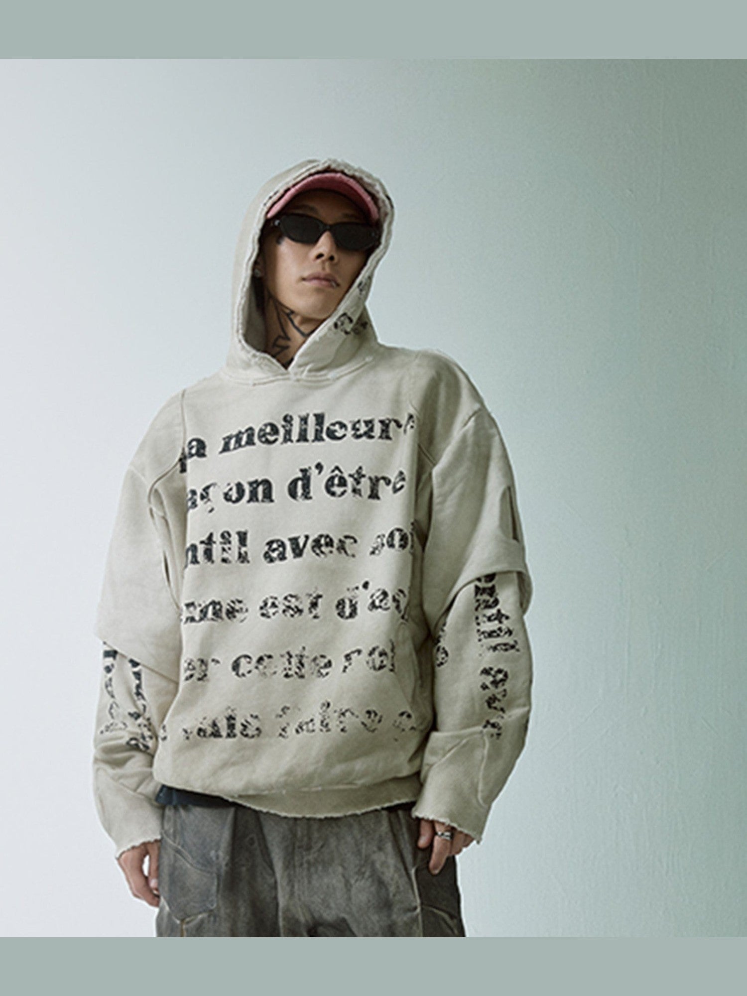 Französischer Text Vintage Hoodie