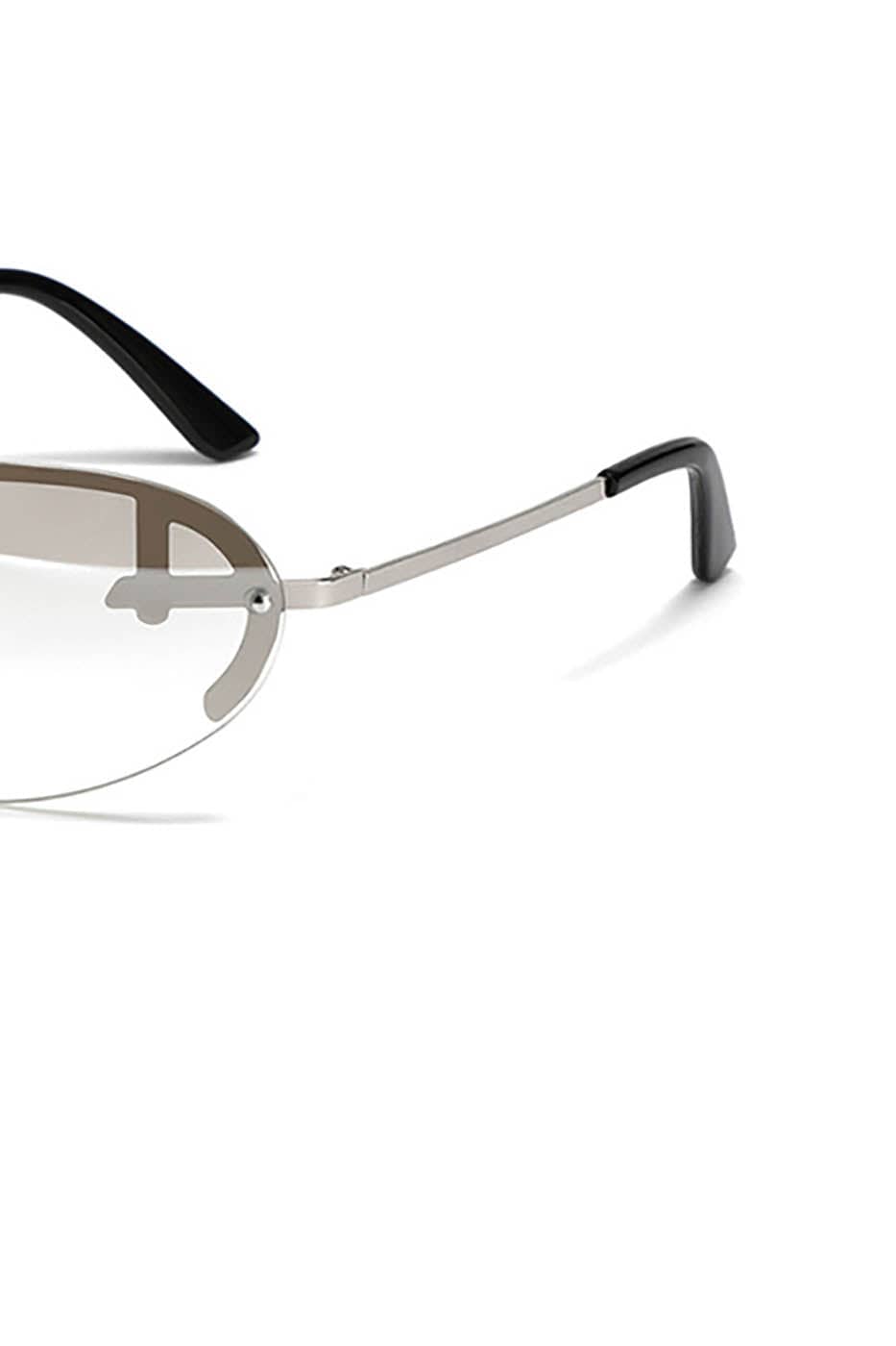 Mechanical-Brow Gradient Oval Sunglasses - view 6