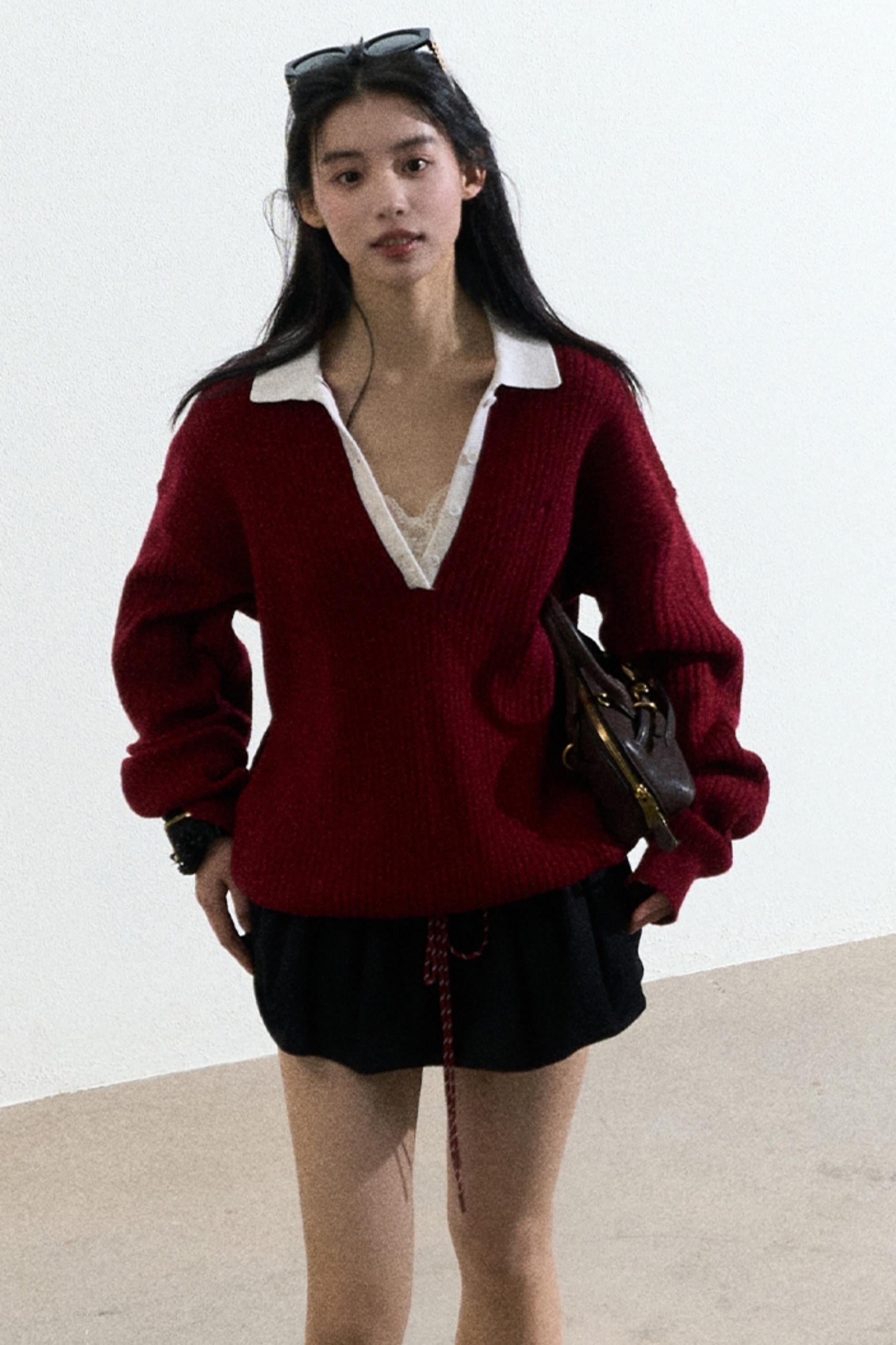 Burgundy Ribbed Sweater