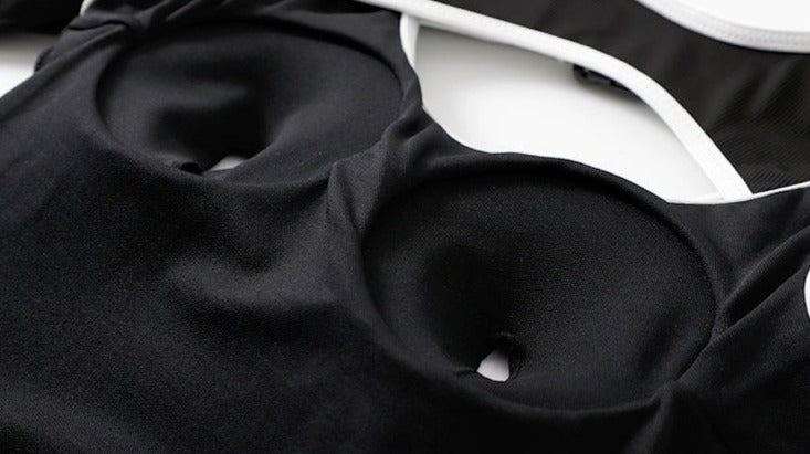 Black White Long Sleeve Swimsuit