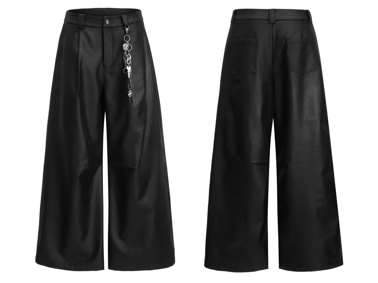Black Wide-Leg Cargo or Skater Pants