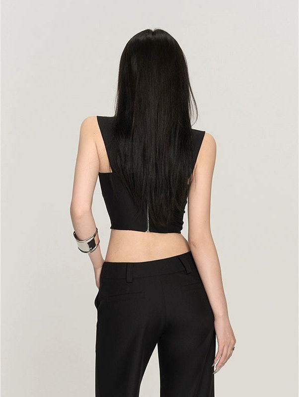 Black Square Neck Crop Top