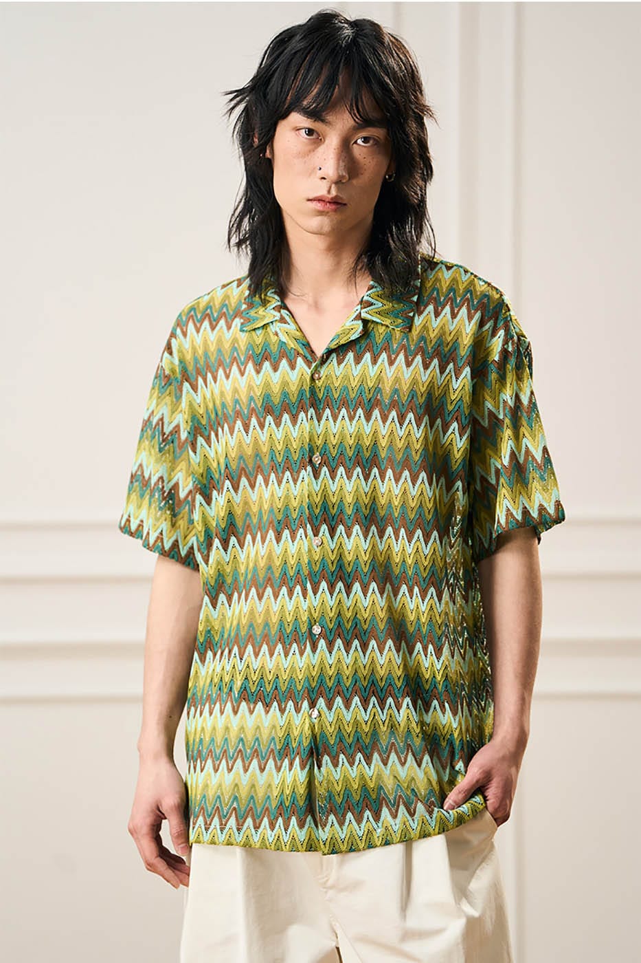 Chemise de camp de motif Chevron