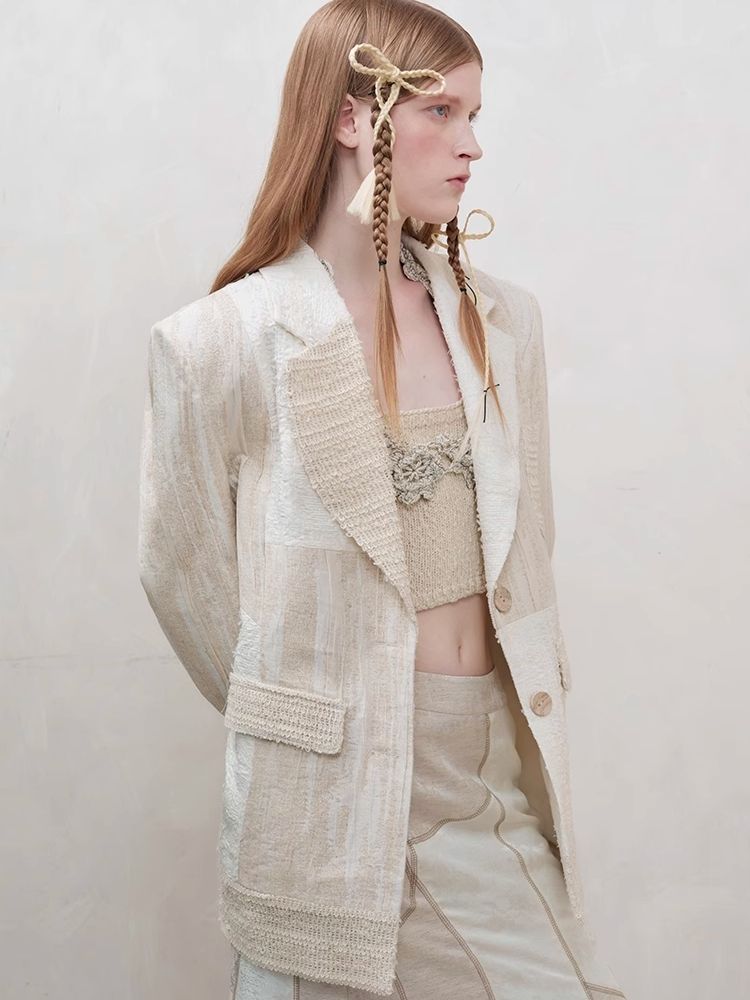Blazer en linge texturé