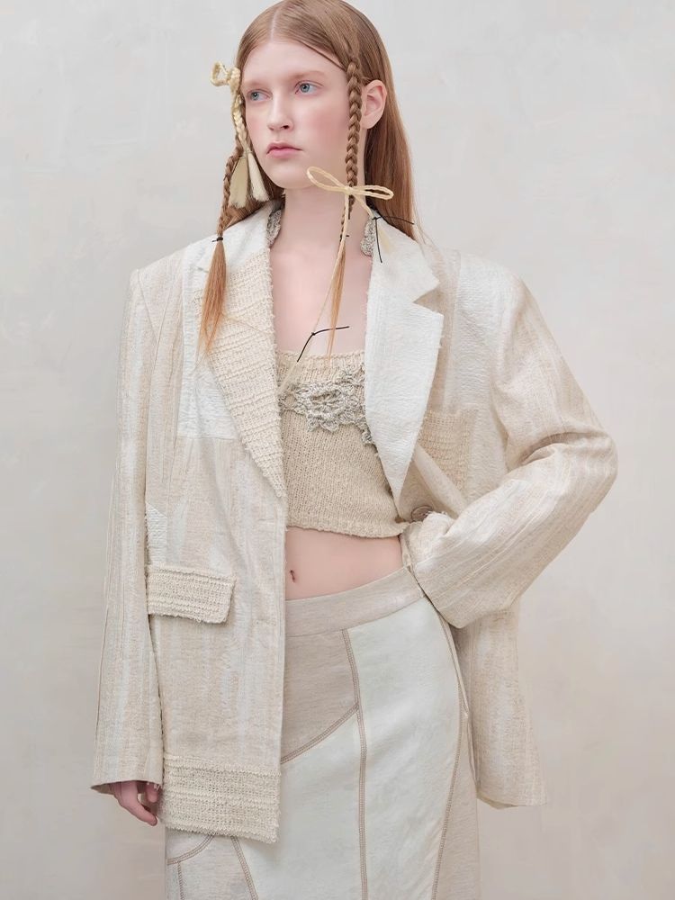 Blazer en linge texturé