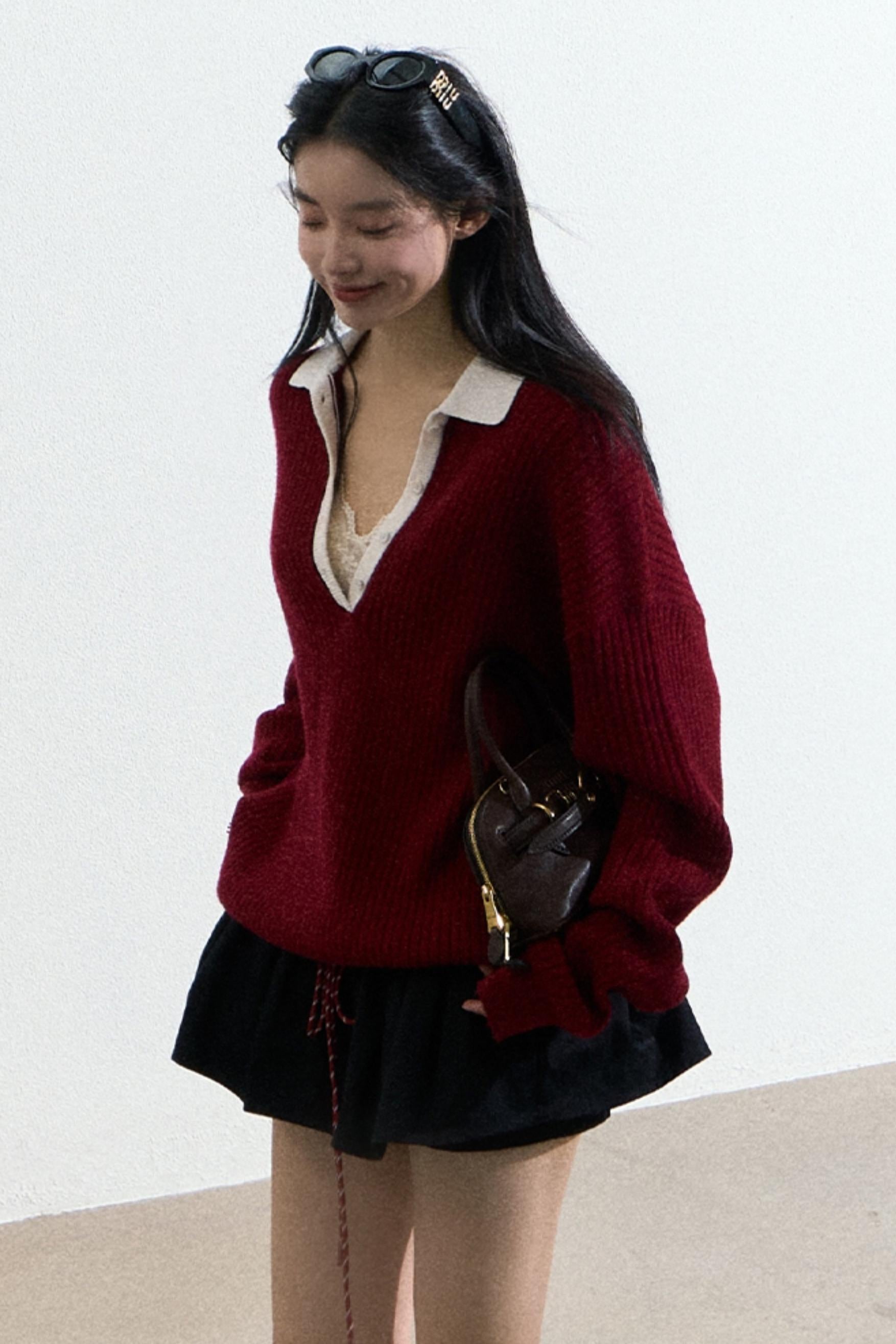 Burgundy Ribbed Sweater