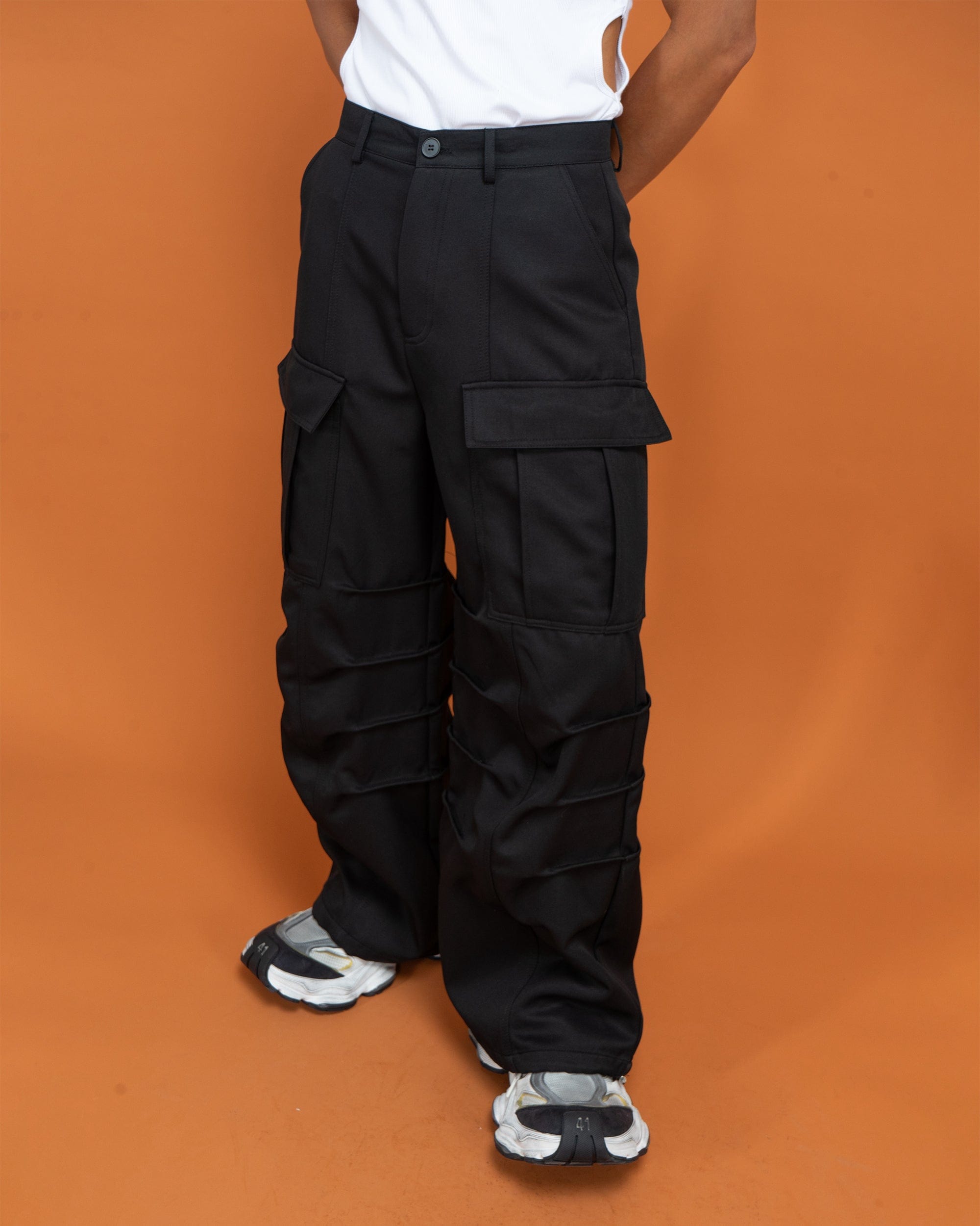 Multi-Pocket Crinkled Cargo Pants