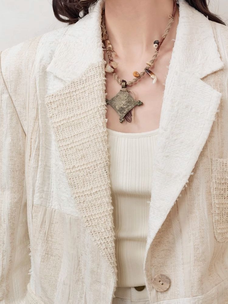 Blazer en linge texturé