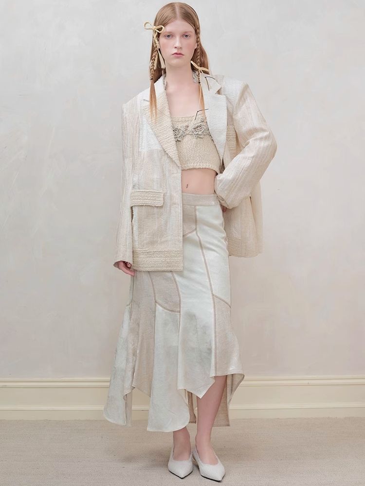 Blazer en linge texturé