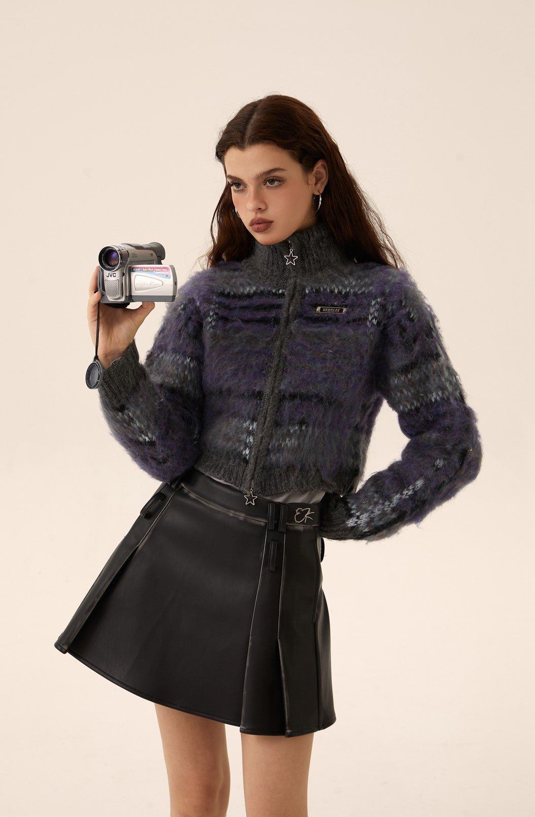 Mohair Strick Reißverschluss Cardigan Pullovermantel