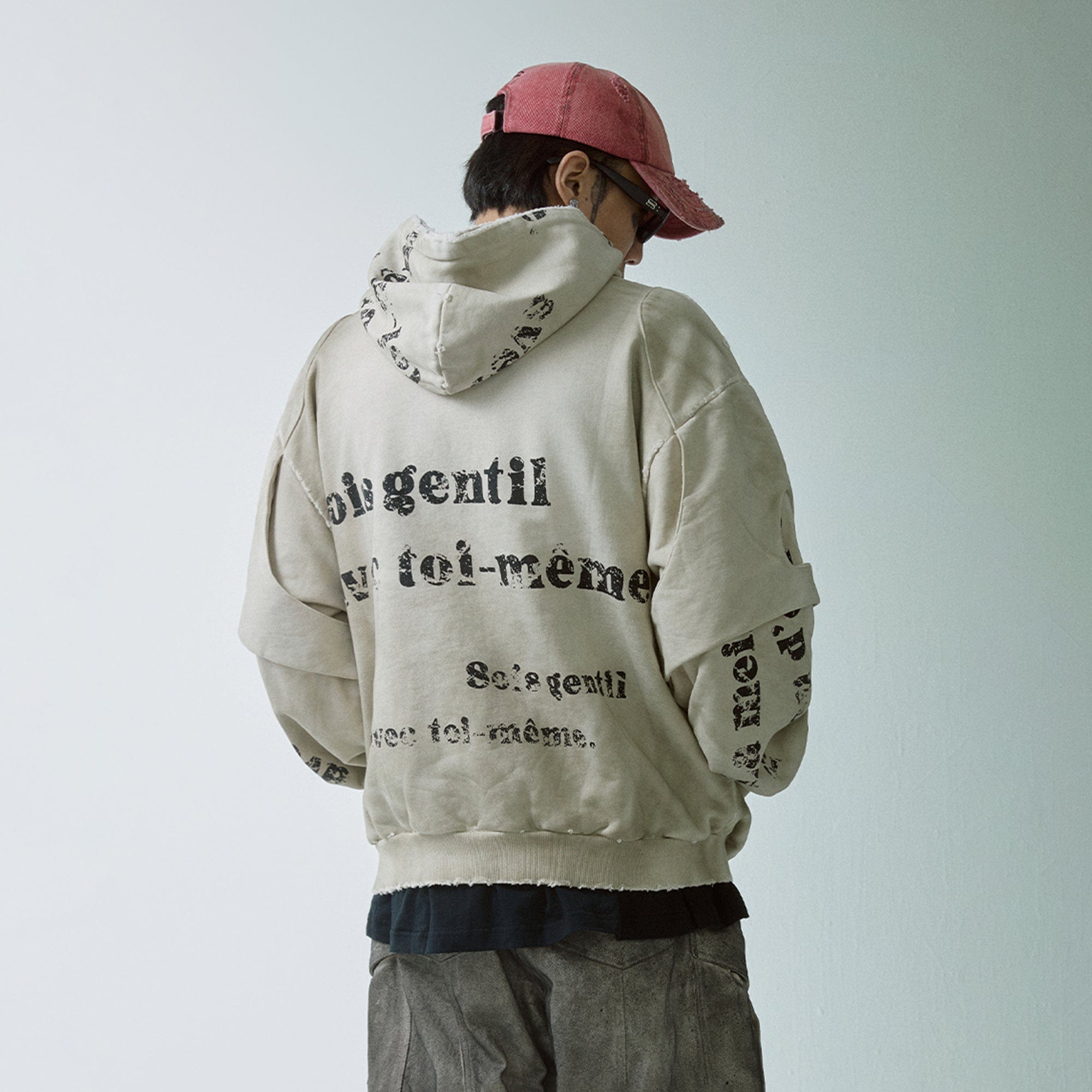 Französischer Text Vintage Hoodie