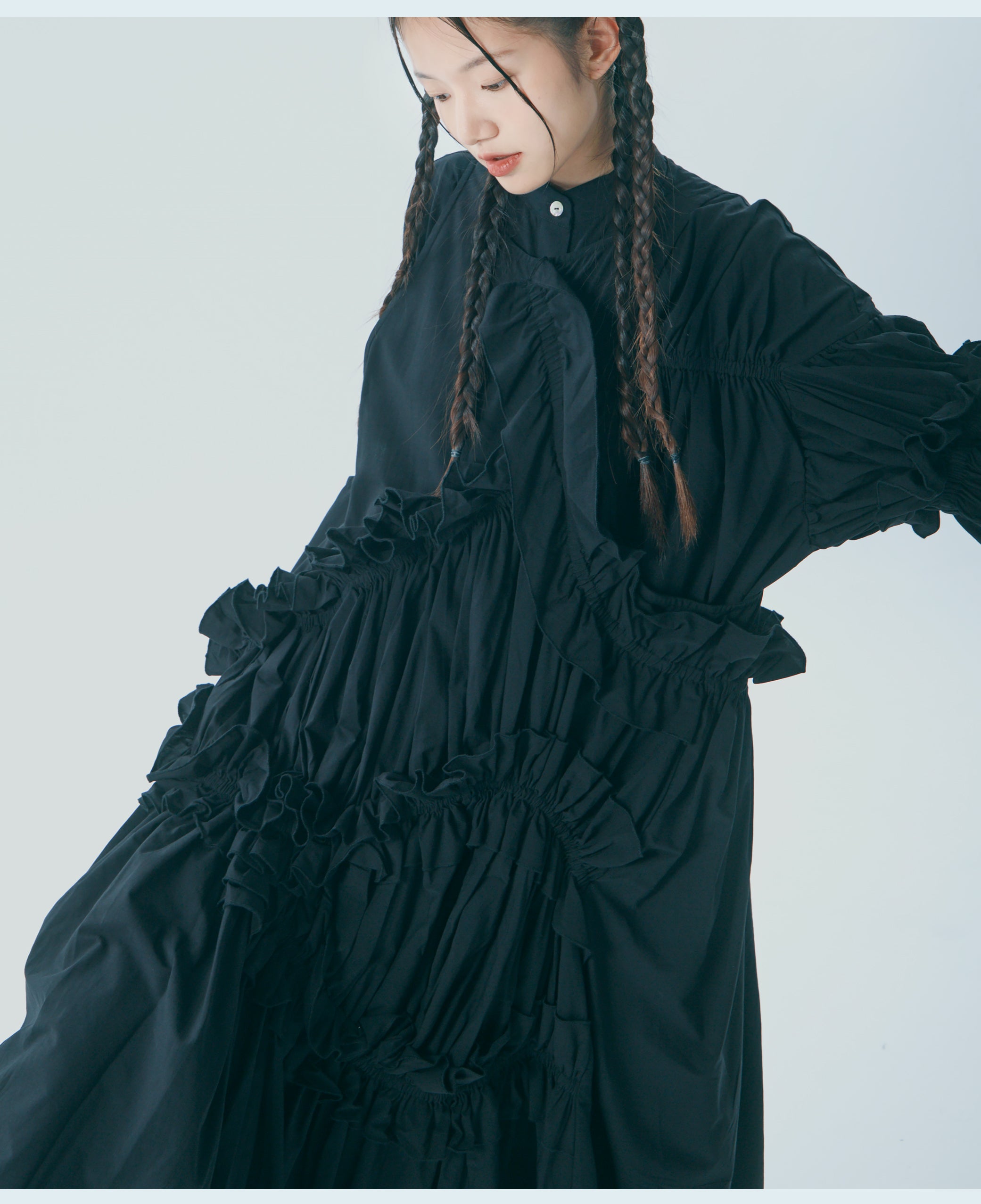 Elegant Cotton Ruffle Maxi Dress - chiclara