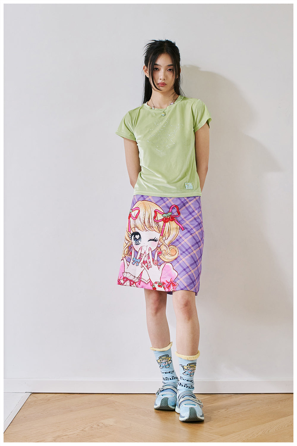 Purple Plaid Anime Girl Mini Skirt