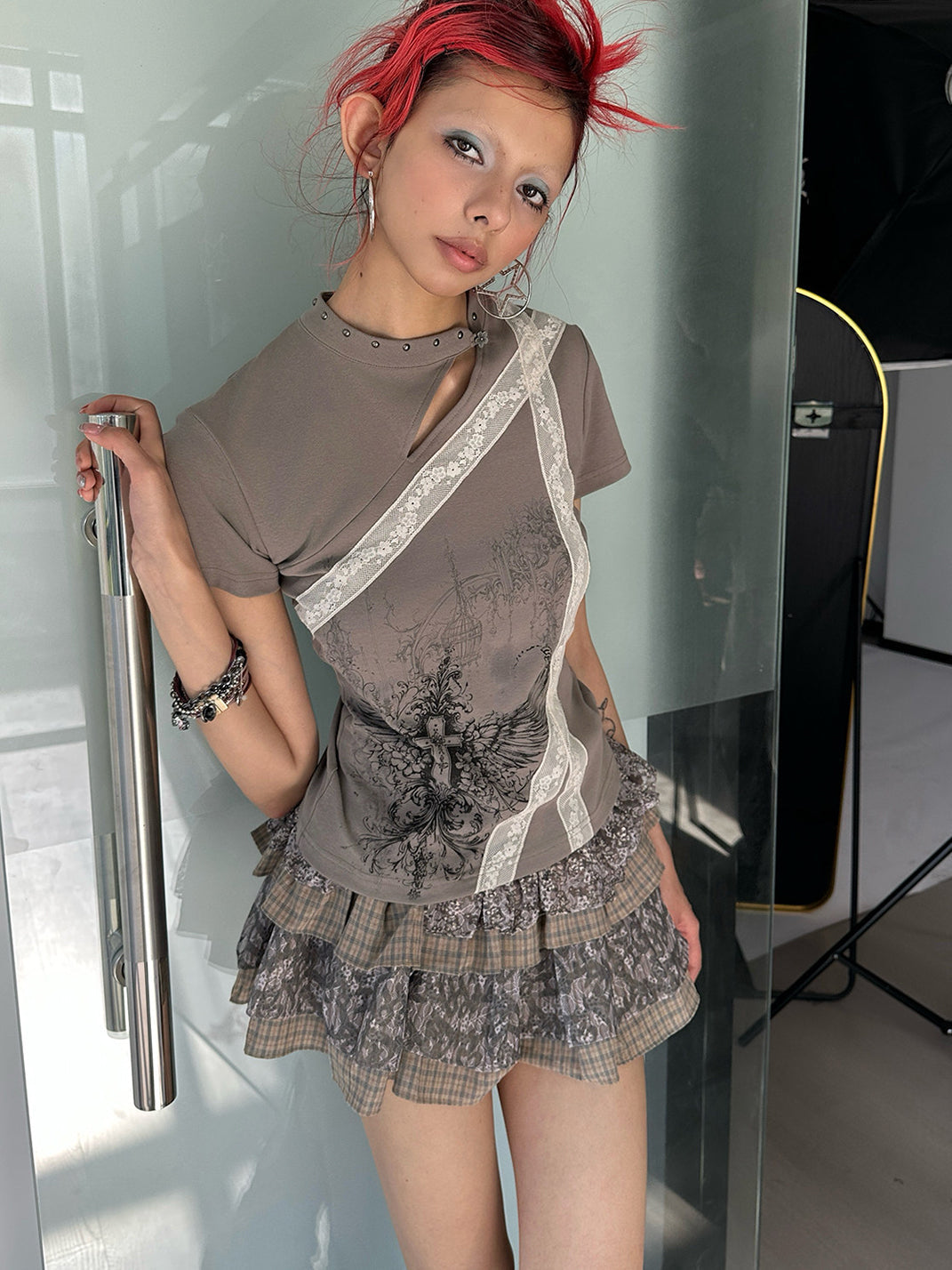 Cross Wing Cheongsam Collar Tee