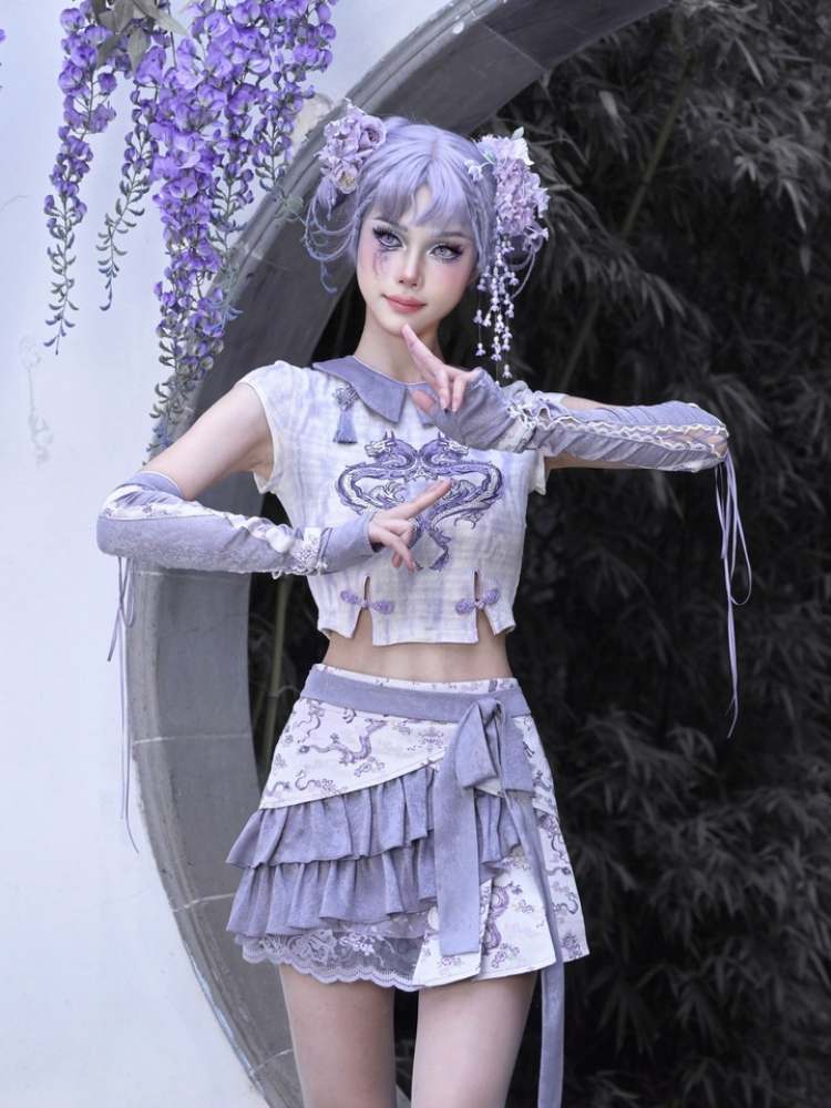 Falda de envoltura de volantes de dragón