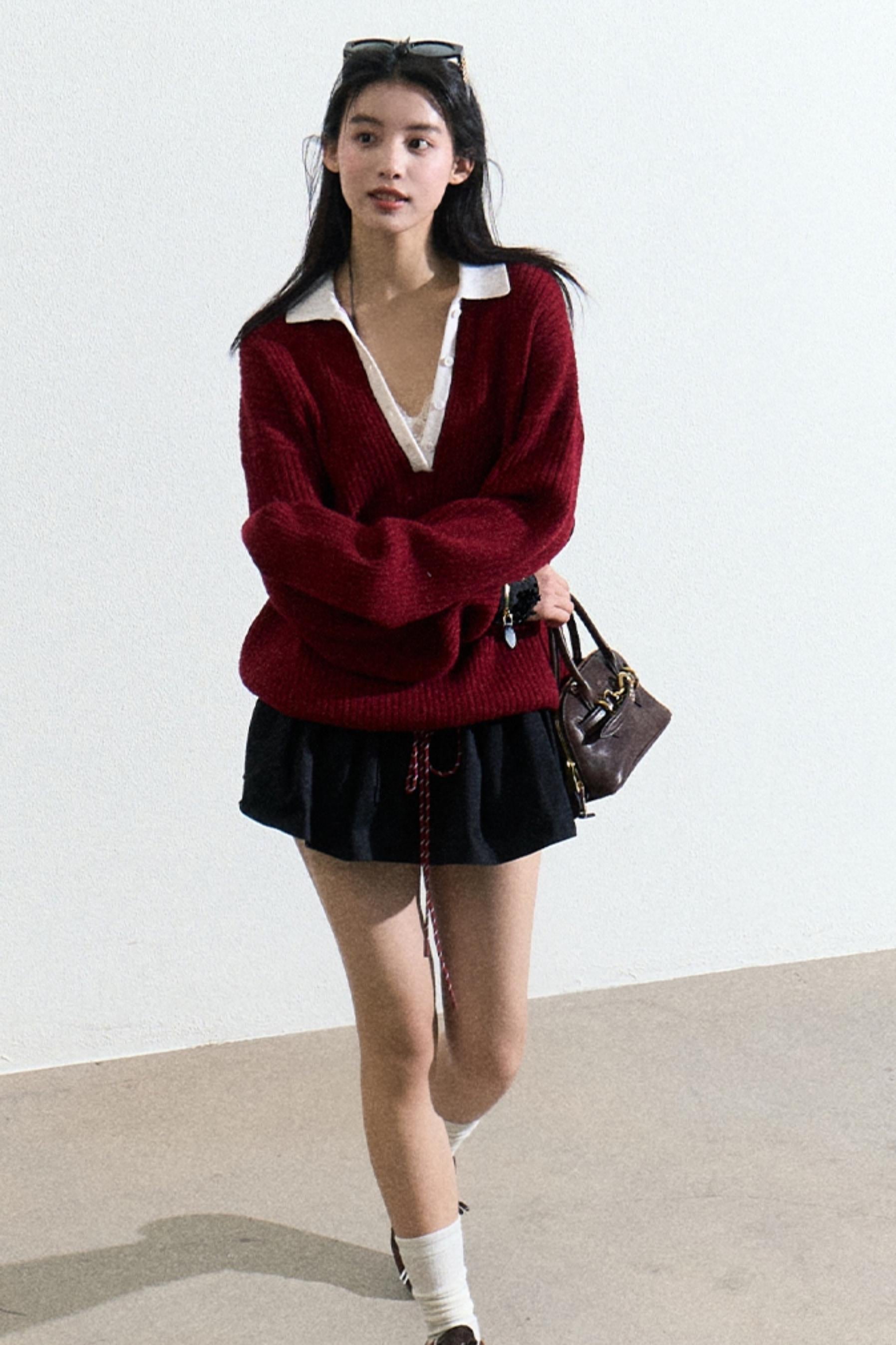 Burgundy Ribbed Sweater