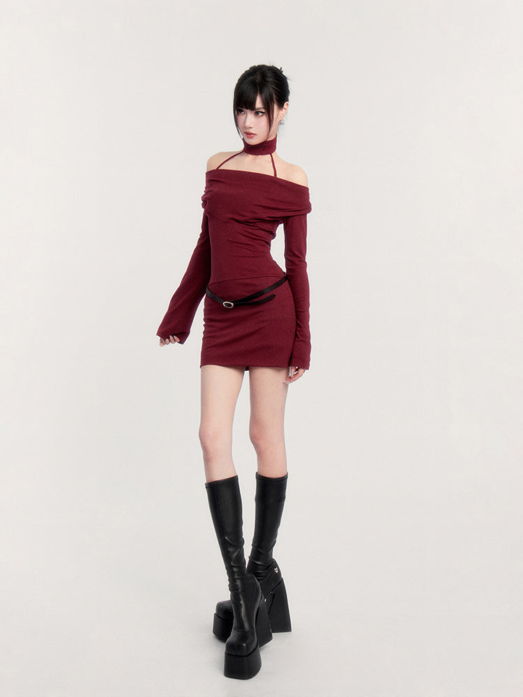 Vestido de carrocería de gargantilla fuera del hombro