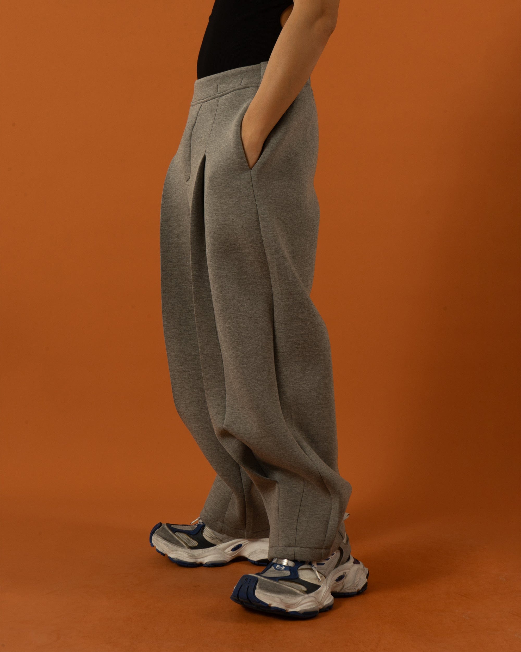 Wide Leg Pleated Crinkled Sweatpants