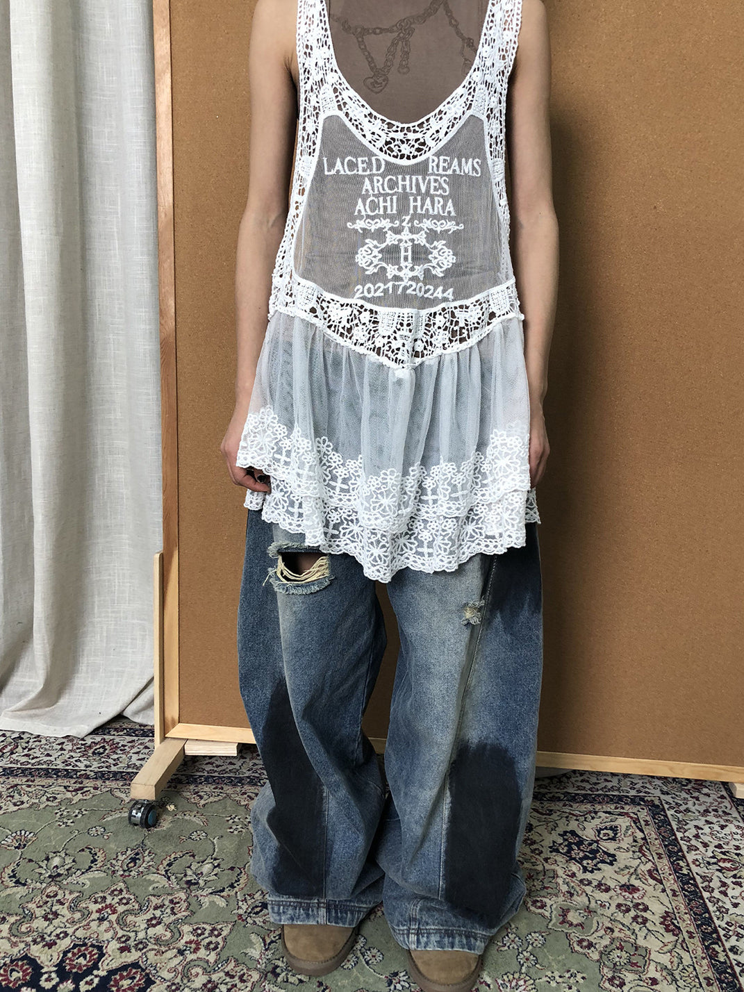Racerback Lace Mesh Slip Dress