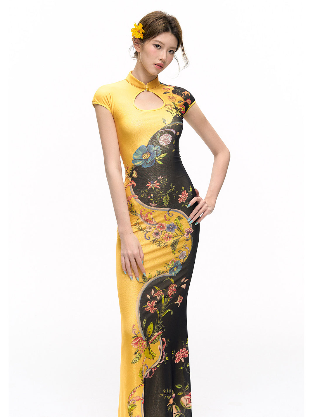 Gold Foil Bodycon Mermaid Dress