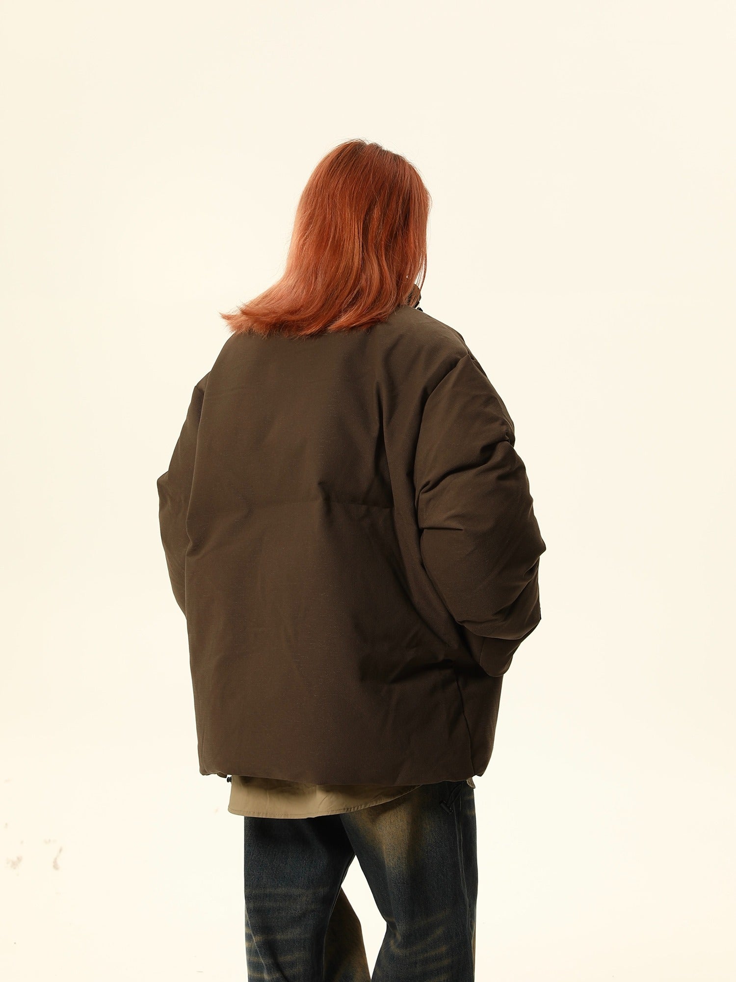 Collar de pie chaqueta de hojaldre de gran tamaño