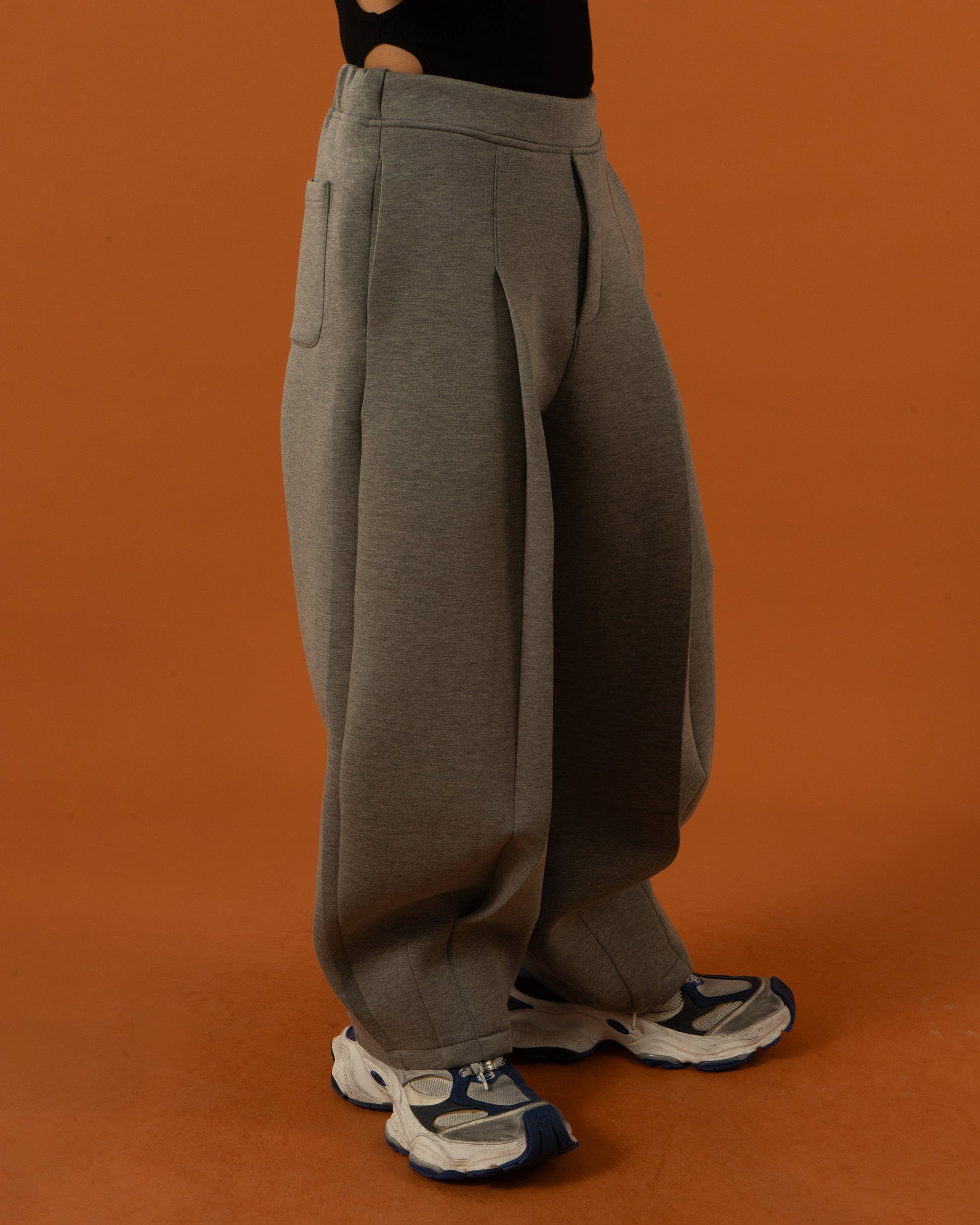 Wide Leg Pleated Crinkled Sweatpants