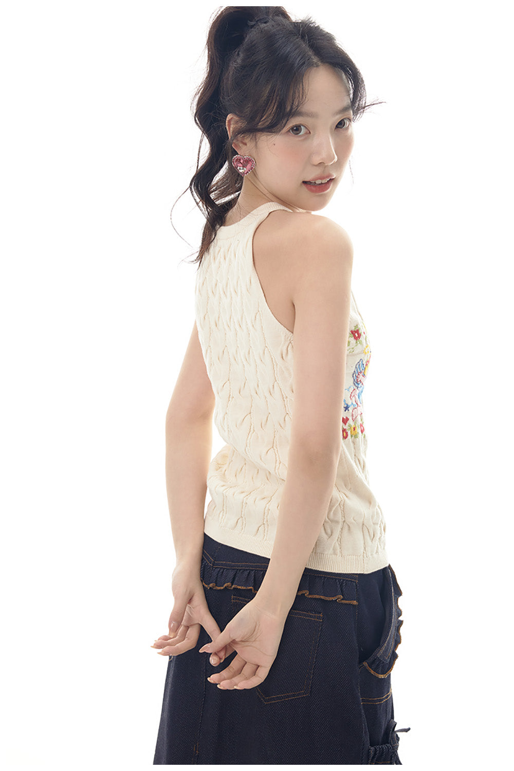 Angel Pattern Knit Tank Top