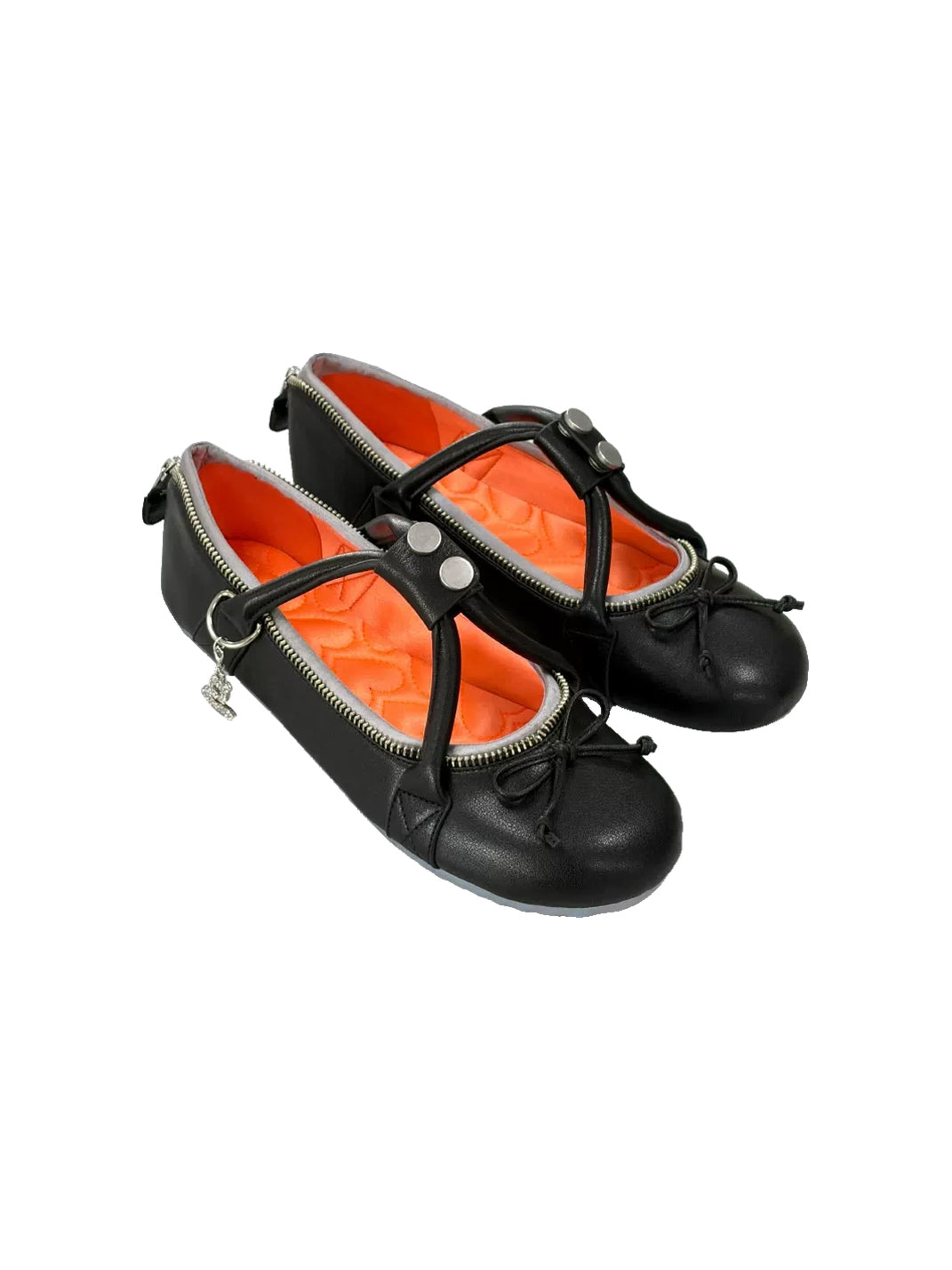 Zip-Detail Cross-Strap Bow Ballet Flats - view 10