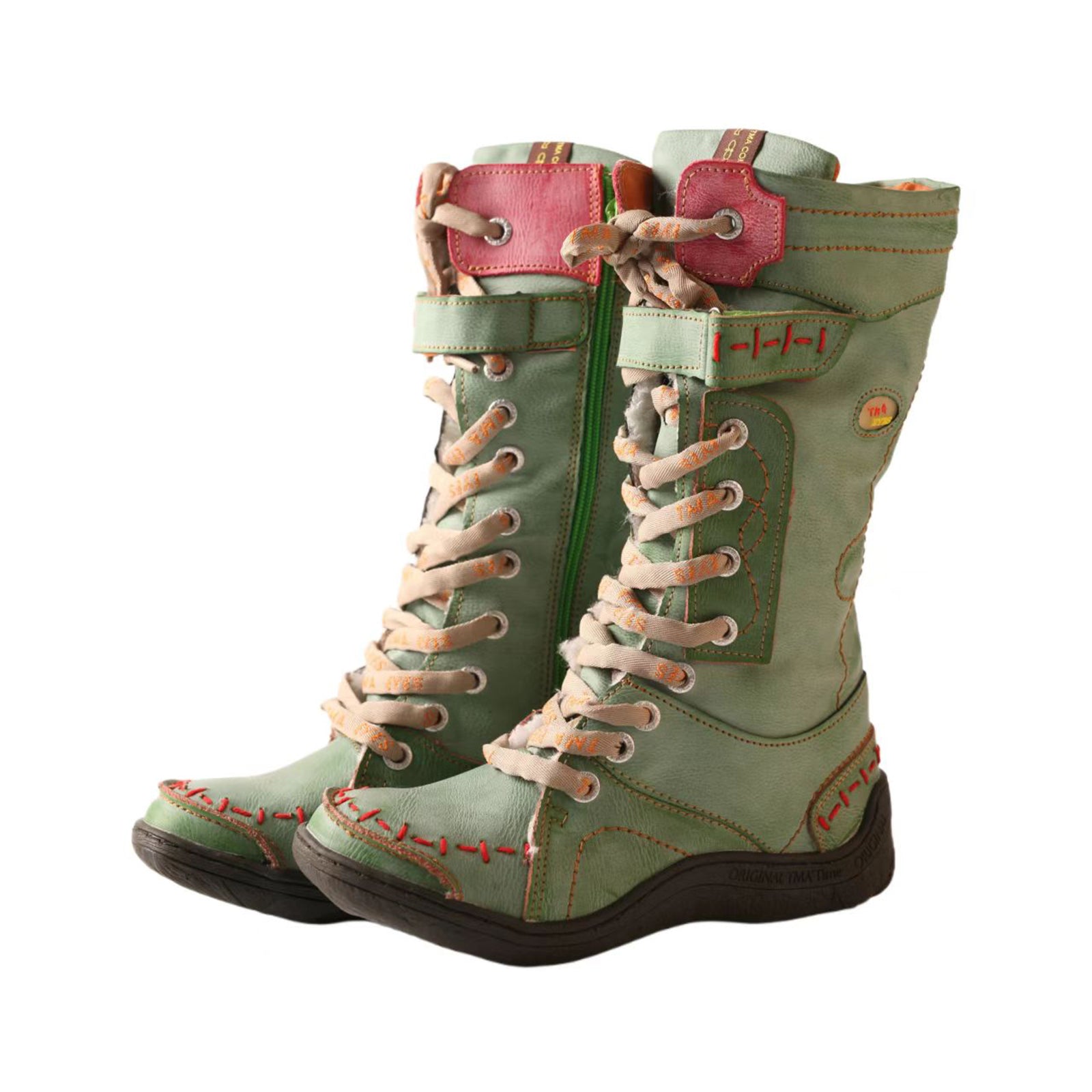 Washed PU Fleece-Lined Y2K Tall Boots