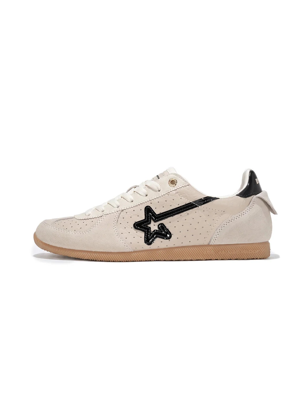 Cream Star-Panel Suede Low-Top Gumsole Sneakers - view 1