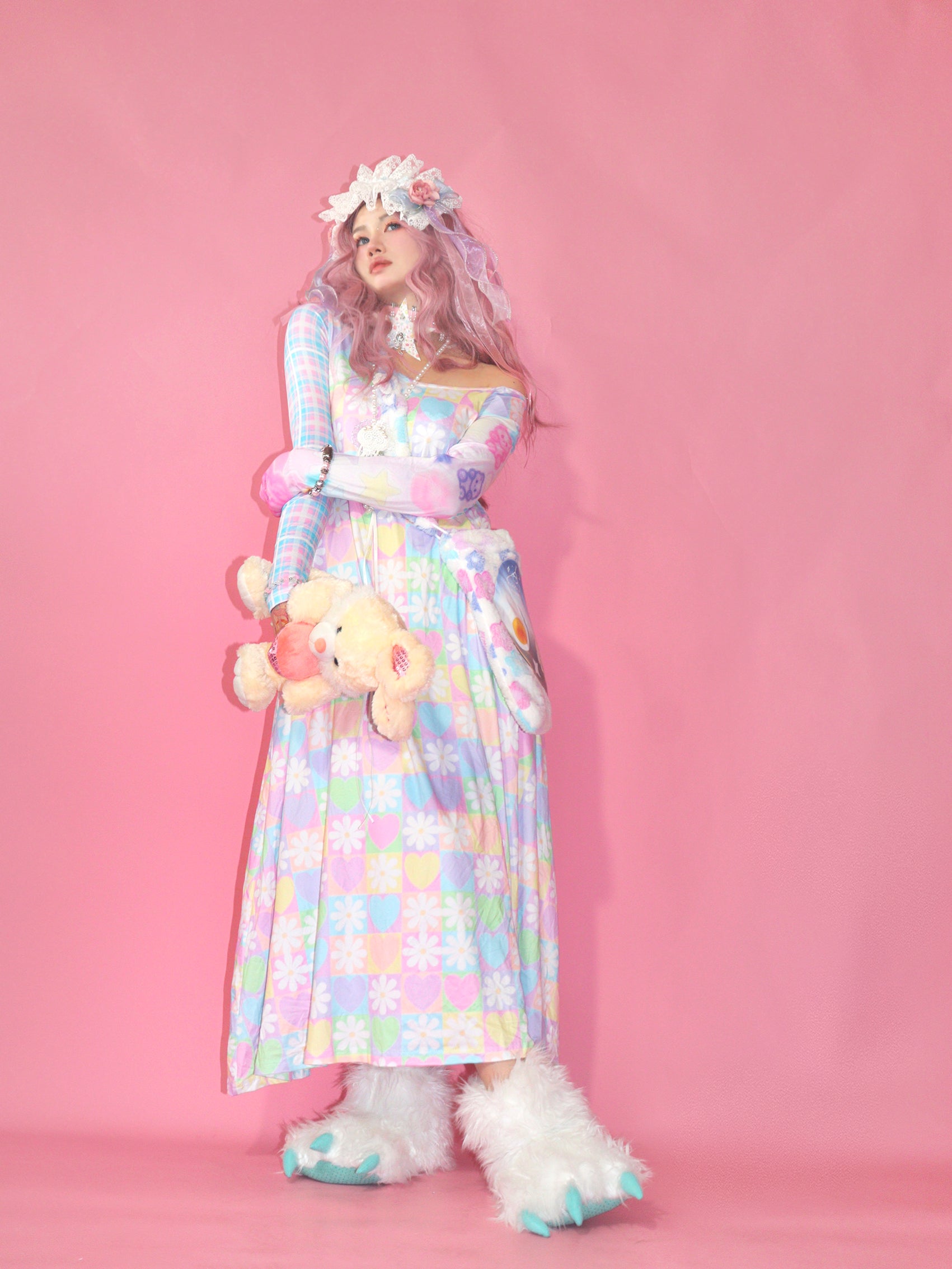 Pastel Patchwork Daisy Nightgown Dress