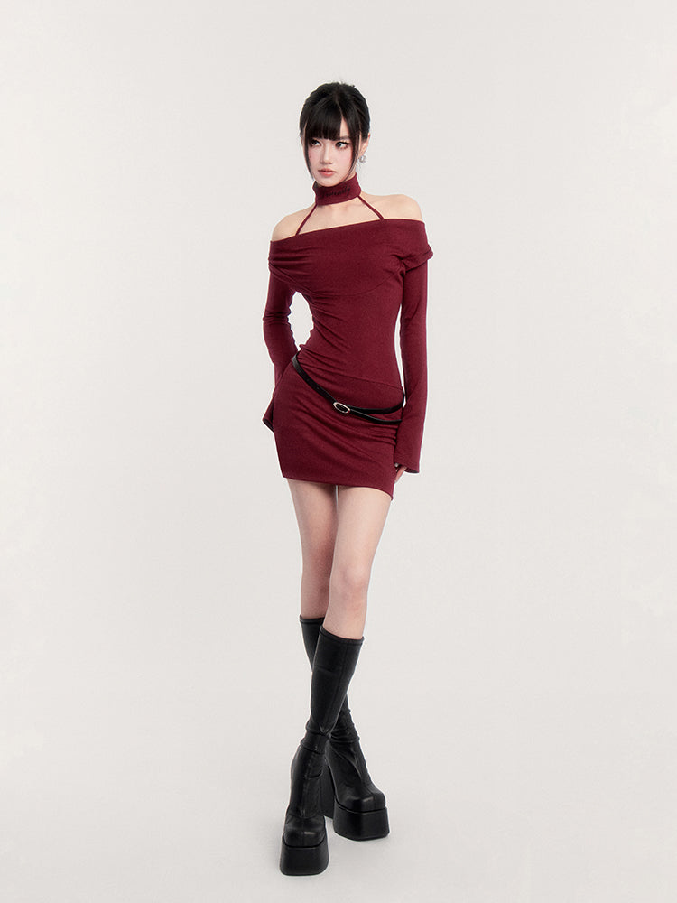 Vestido de carrocería de gargantilla fuera del hombro