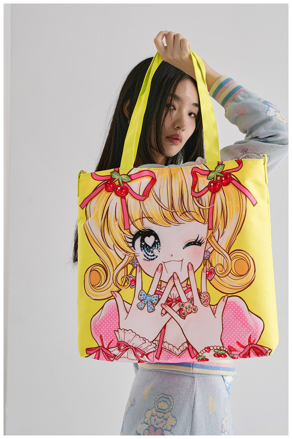 Sweet Anime Girl Printed Tote Bag