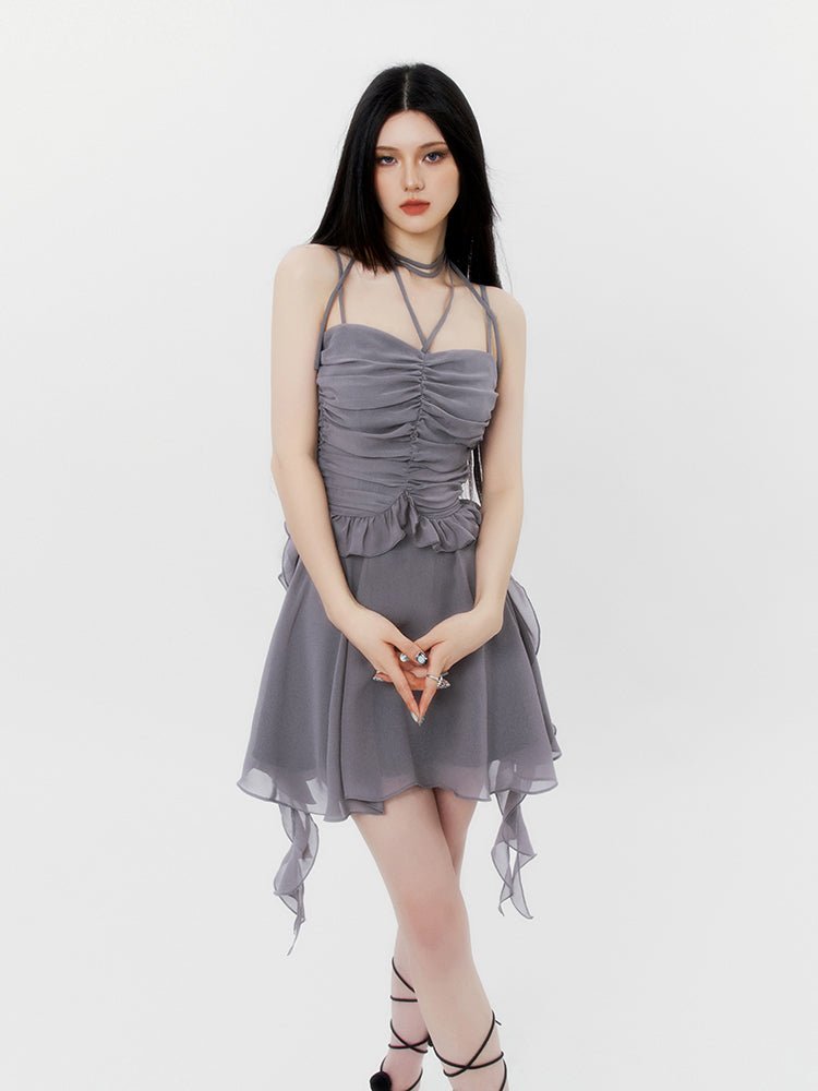 Mini -Partykleid Rüschenverkleidungen