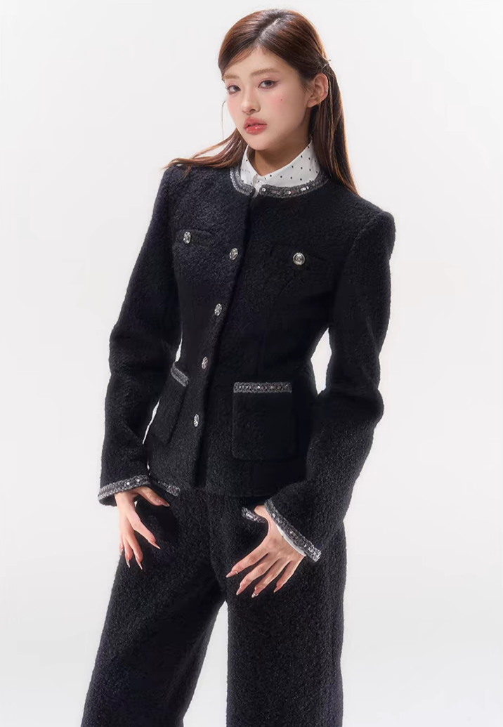 Classic Tweed Button Blazer