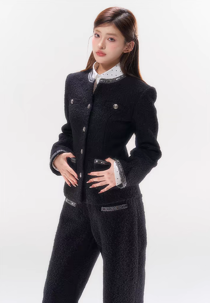 Classic Tweed Button Blazer