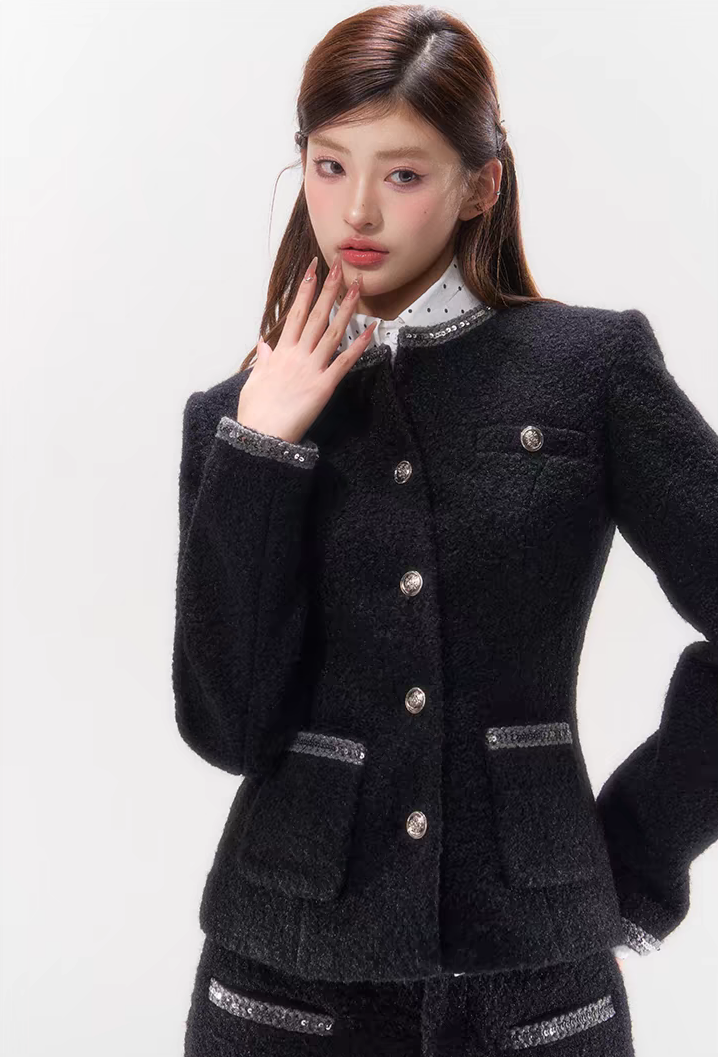 Classic Tweed Button Blazer