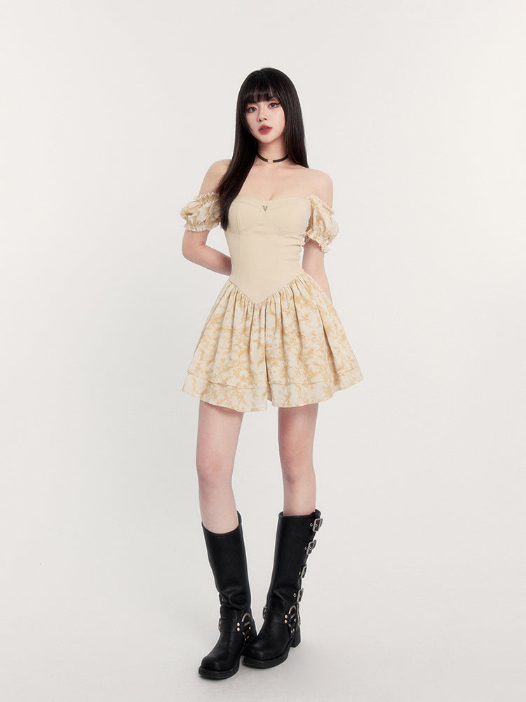 Vintage Puff manga mini vestido