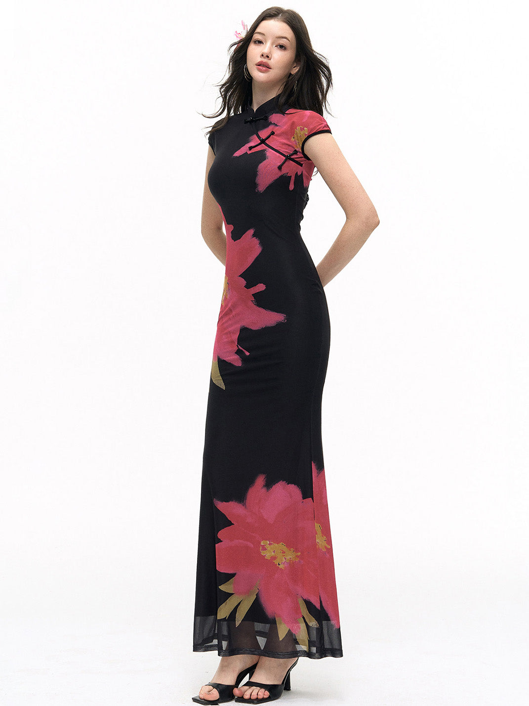 Night Blaze Colorblock Cheongsam Dress