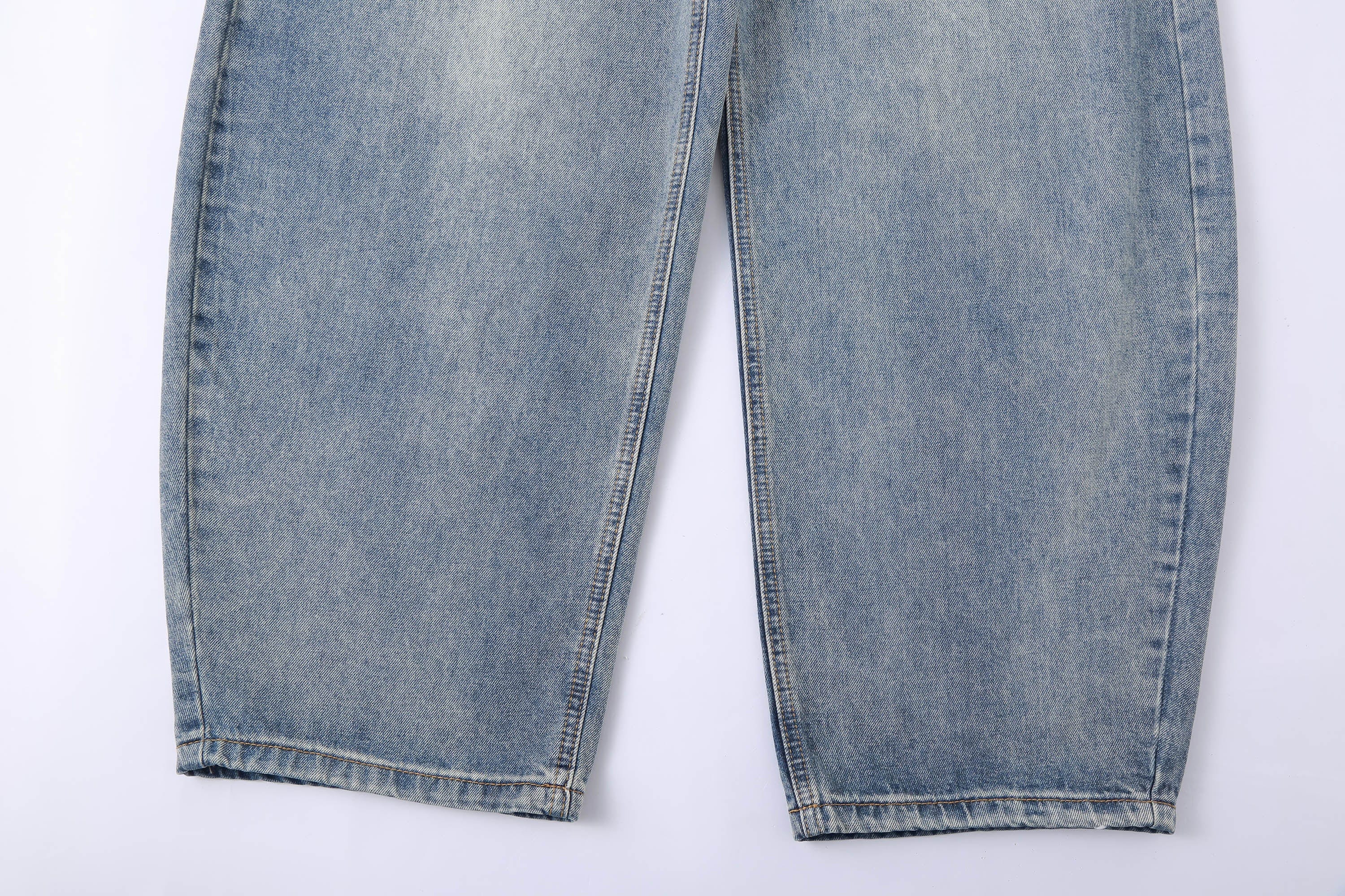 Extreme Wide-Leg Washed Denim Jeans