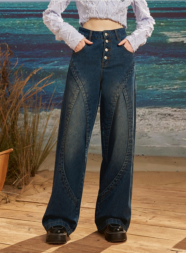 American Retro Patchwork Jeans